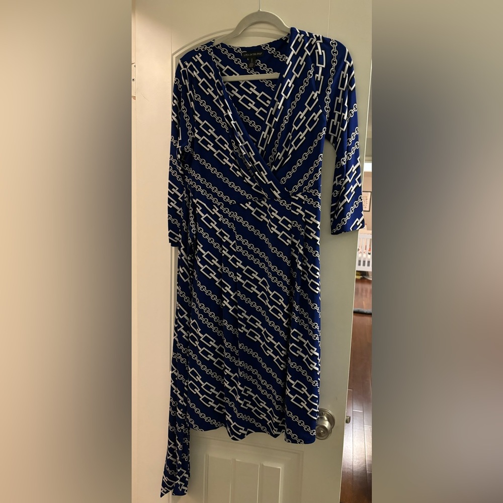 A Pea in The Pod Blue Wrap Maternity Dress -M